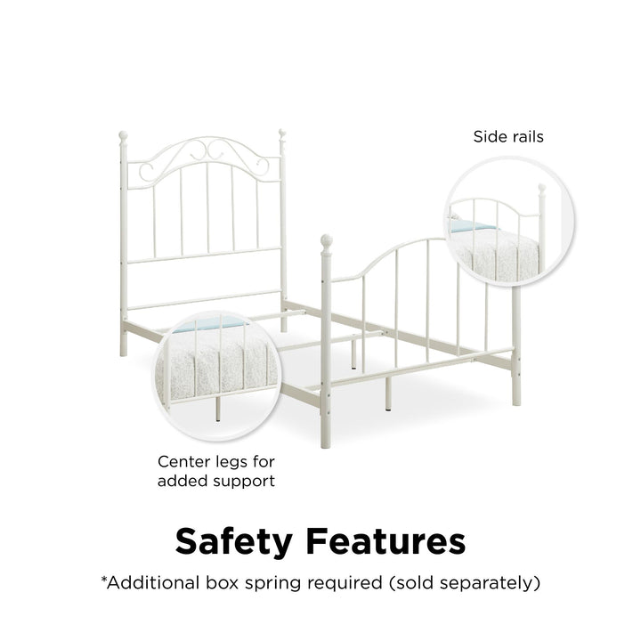 Nalani Traditional Metal Bed Frame with Headboard and Footboard - White