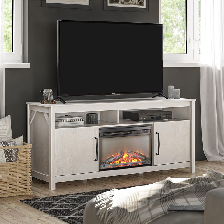 Augusta Electric Fireplace and TV Console for TVs up to 65 Inches - Ivory Oak