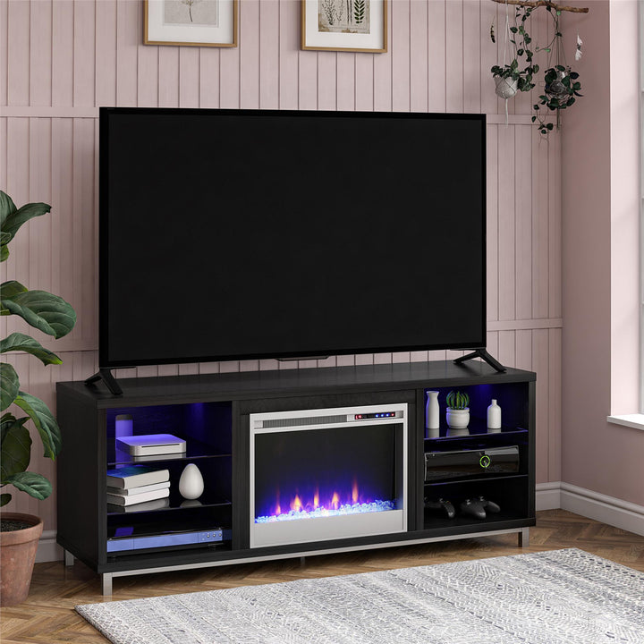 Lumina Fireplace TV Stand with 7 Color Lighting -  Black Oak 