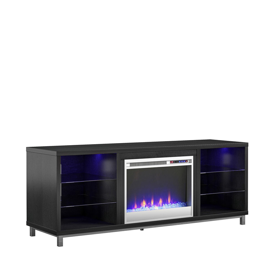 Lumina Fireplace TV Stand for TVs up to 70 Inch with 7 Color LED Lights - Black Oak - 66”-70”