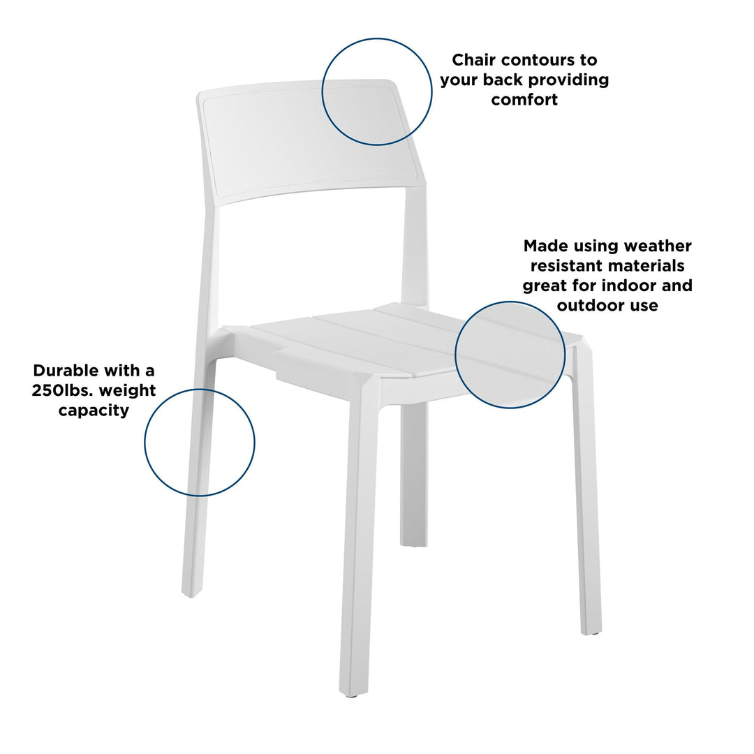 Poolside Collection Chandler Stacking Dining Chairs Indoor/Outdoor, Set of 2 - White - 2-Pack