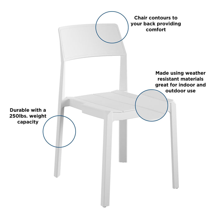 Poolside Collection Chandler Stacking Dining Chairs Indoor/Outdoor, Set of 2 - White - 2-Pack