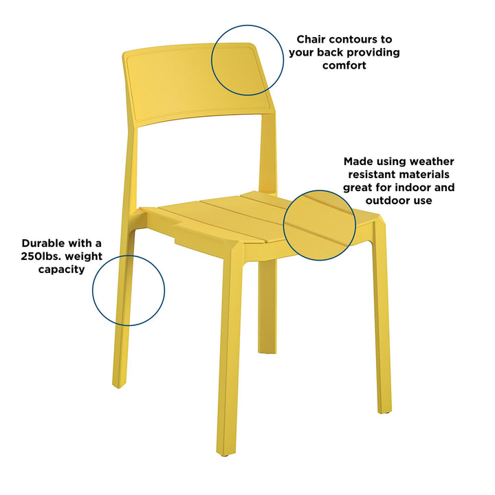 Poolside Collection Chandler Stacking Dining Chairs Indoor/Outdoor, Set of 2 - Yellow - 2-Pack
