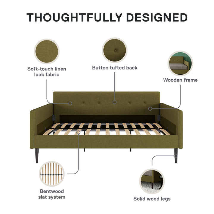 Wimberly Upholstered Daybed - Olive Green - Full