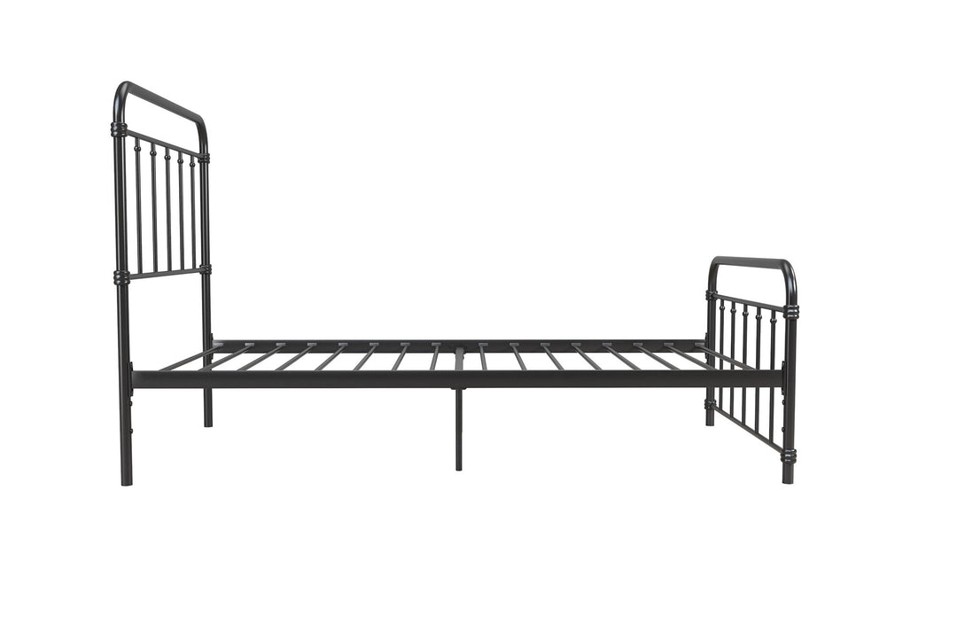 Wallace Spindle Metal Bed with Elegant Curves and Slats - Black - Twin