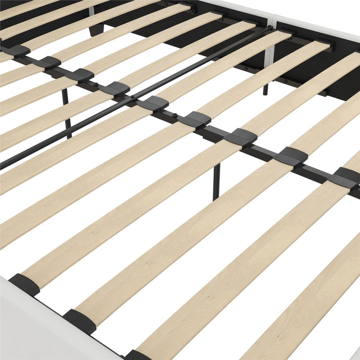 Dakota Upholstered Platform Bed With Diamond Button Tufted Heaboard - White Faux leather - Full