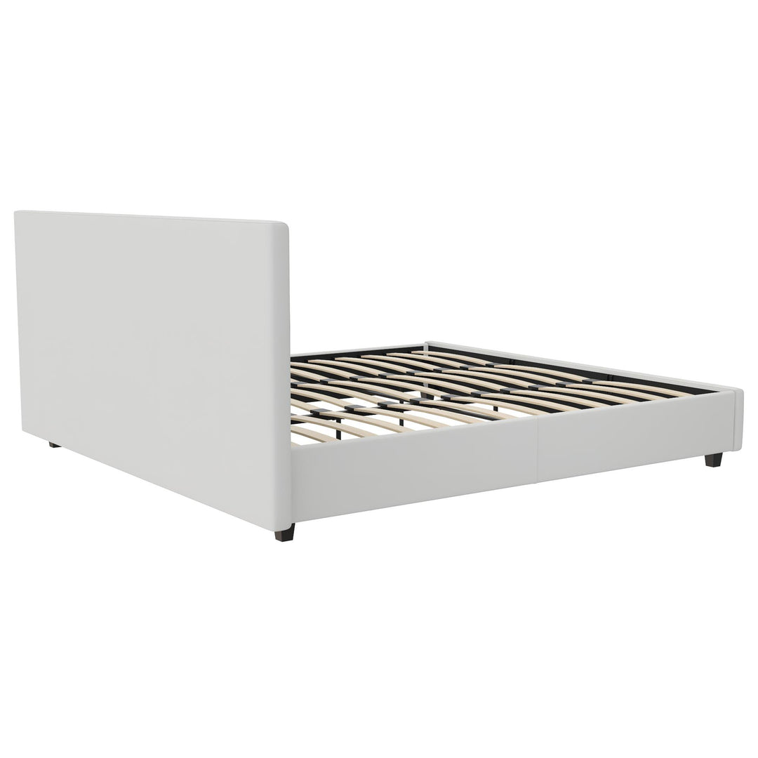 Dakota Upholstered Platform Bed With Diamond Button Tufted Headboard - White Faux leather - King