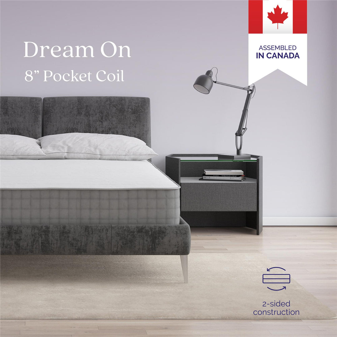 Signature Sleep Dream On 8" Pocket Spring Mattress, Full - White - Full