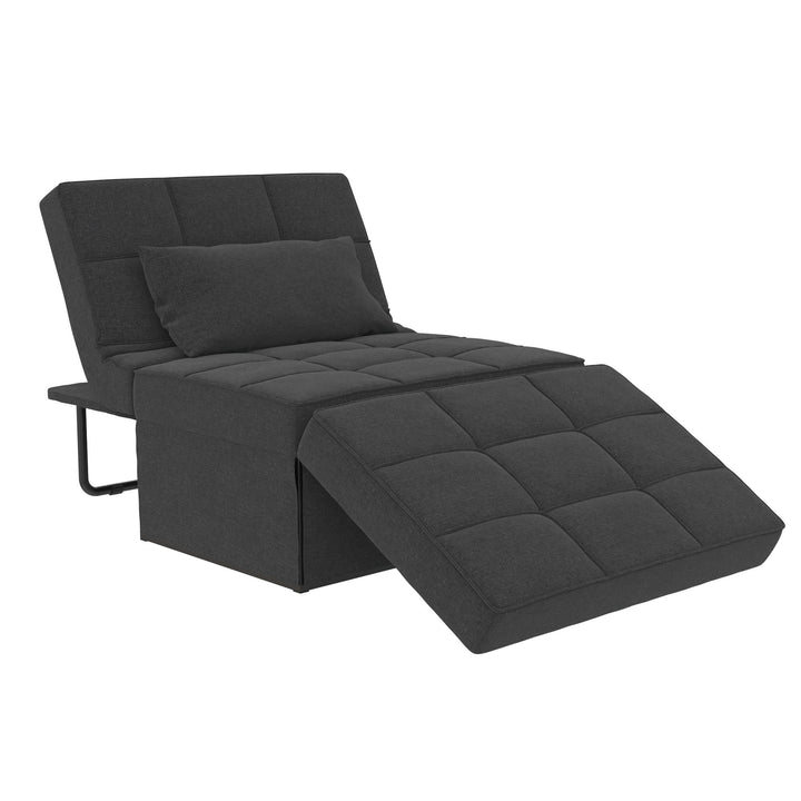 Convertible Lounger Ottoman Linen Sofa Chair with 4-in-1 Design - Gray