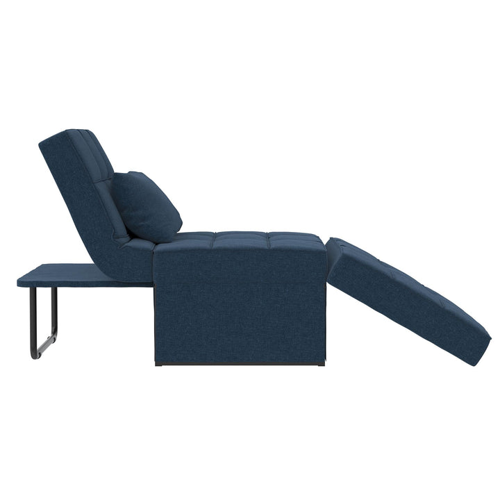 Convertible Lounger Ottoman Linen Sofa Chair with 4-in-1 Design - Blue