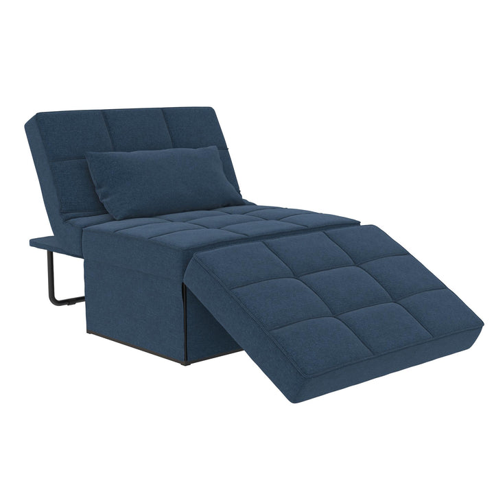 Convertible Lounger Ottoman Linen Sofa Chair with 4-in-1 Design - Blue