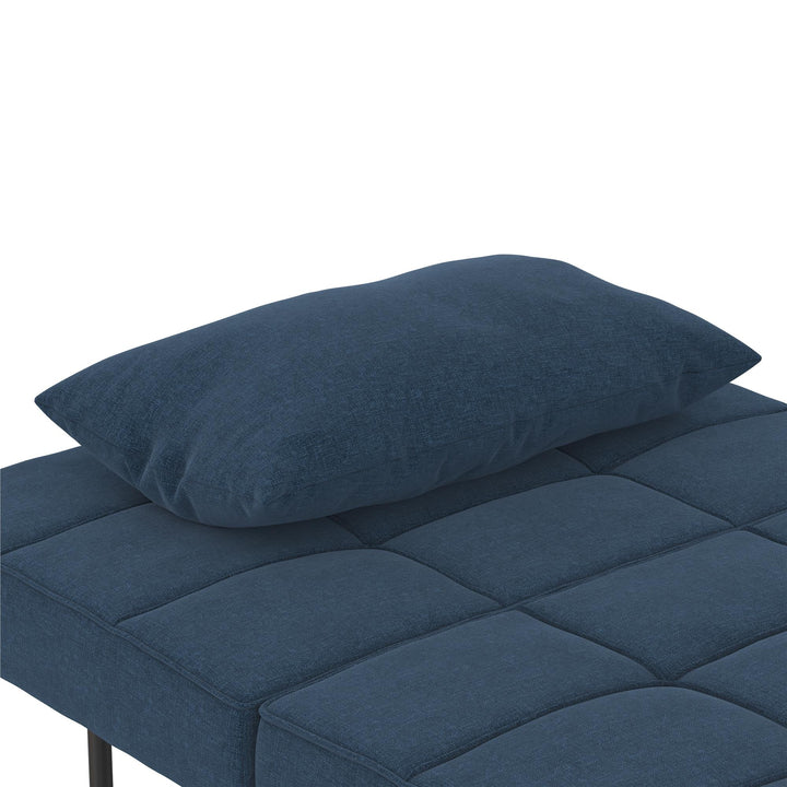 Convertible Lounger Ottoman Linen Sofa Chair with 4-in-1 Design - Blue