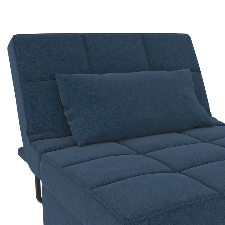 Convertible Lounger Ottoman Linen Sofa Chair with 4-in-1 Design - Blue