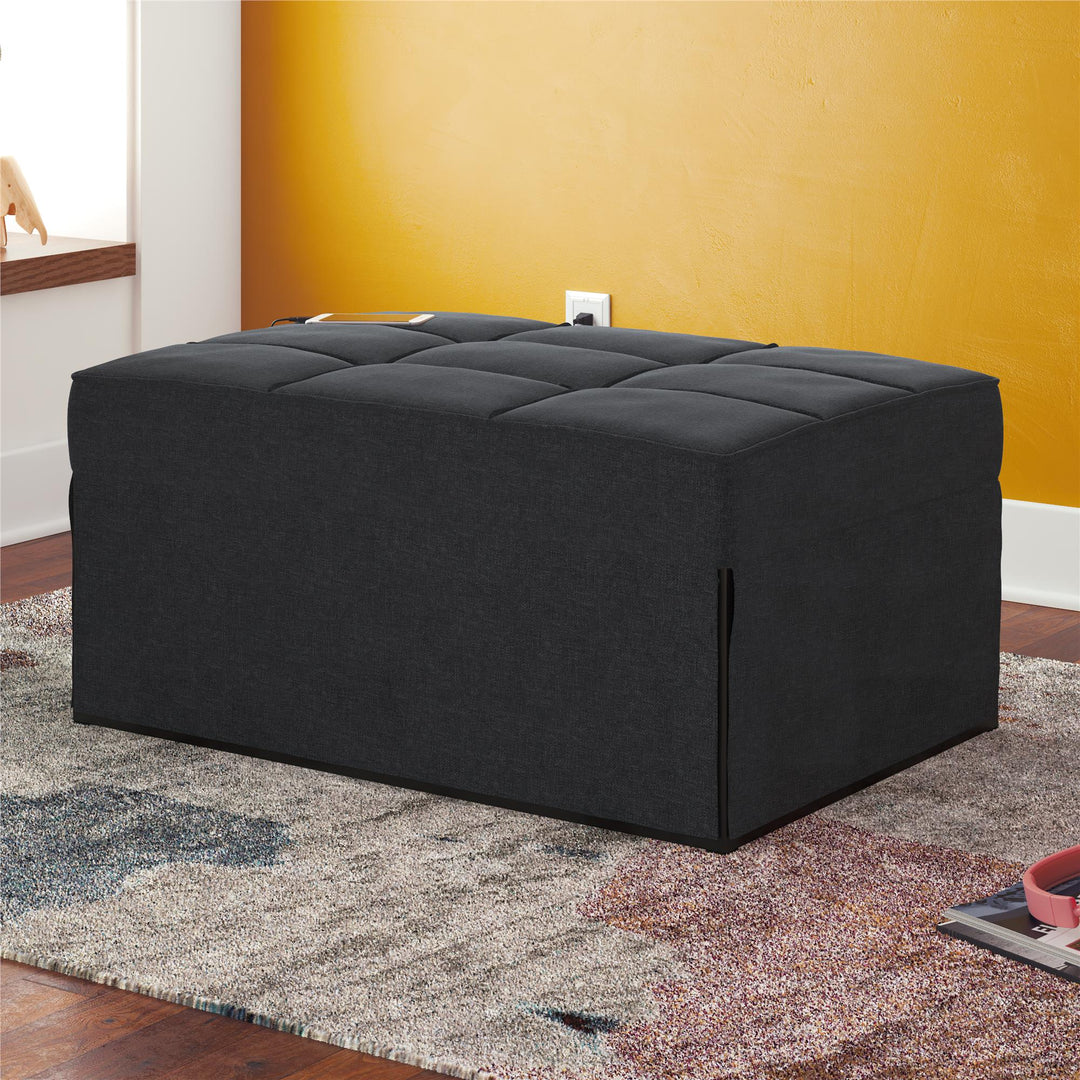 Convertible Lounger Ottoman Linen Sofa Chair with 4-in-1 Design - Gray