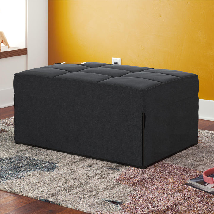 Convertible Lounger Ottoman Linen Sofa Chair with 4-in-1 Design - Gray