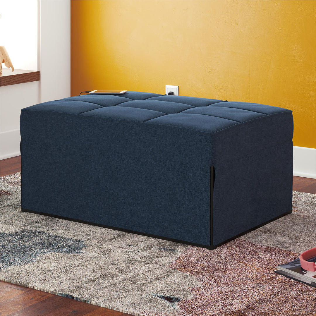 Convertible Lounger Ottoman Linen Sofa Chair with 4-in-1 Design - Blue