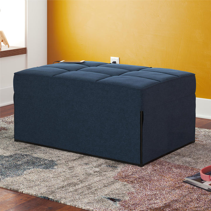 Convertible Lounger Ottoman Linen Sofa Chair with 4-in-1 Design - Blue