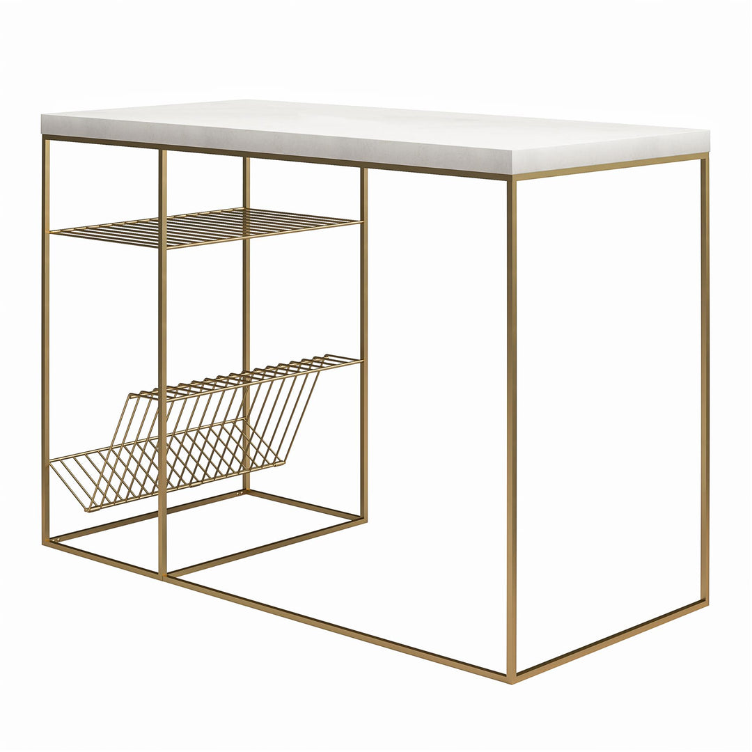 Spacious and Organized Desk with Flat and Angled Shelves -  Plaster