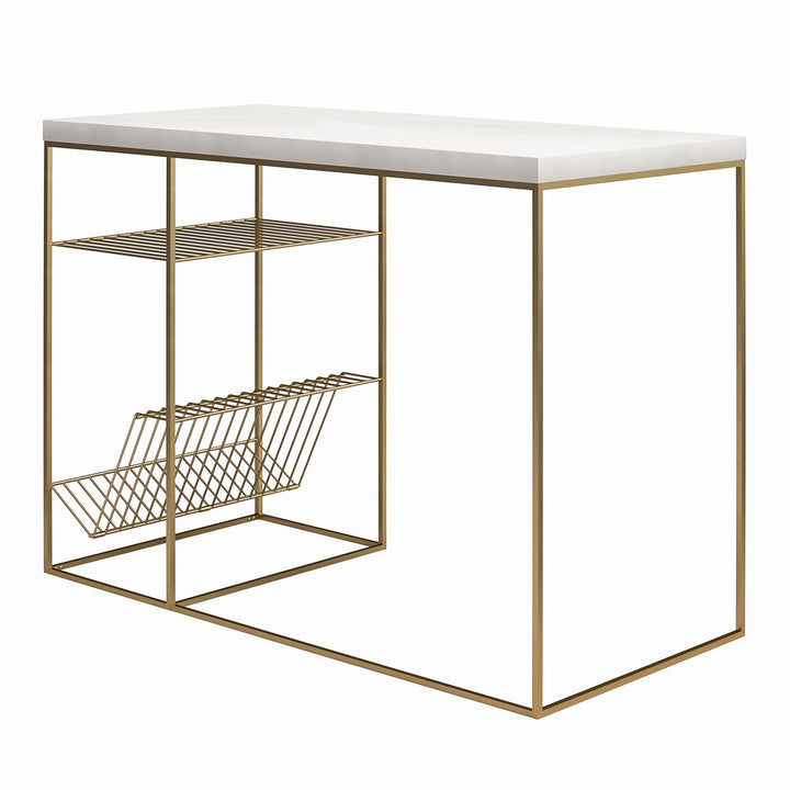 Spacious and Organized Desk with Flat and Angled Shelves -  Plaster