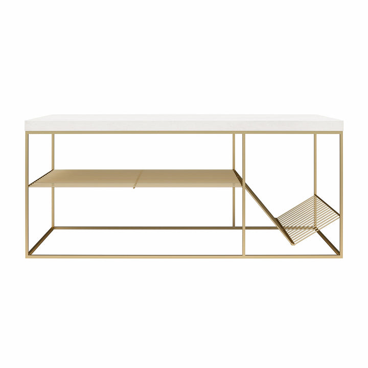 Neely Coffee Table Mixed Media with Lower Shelf - Plaster
