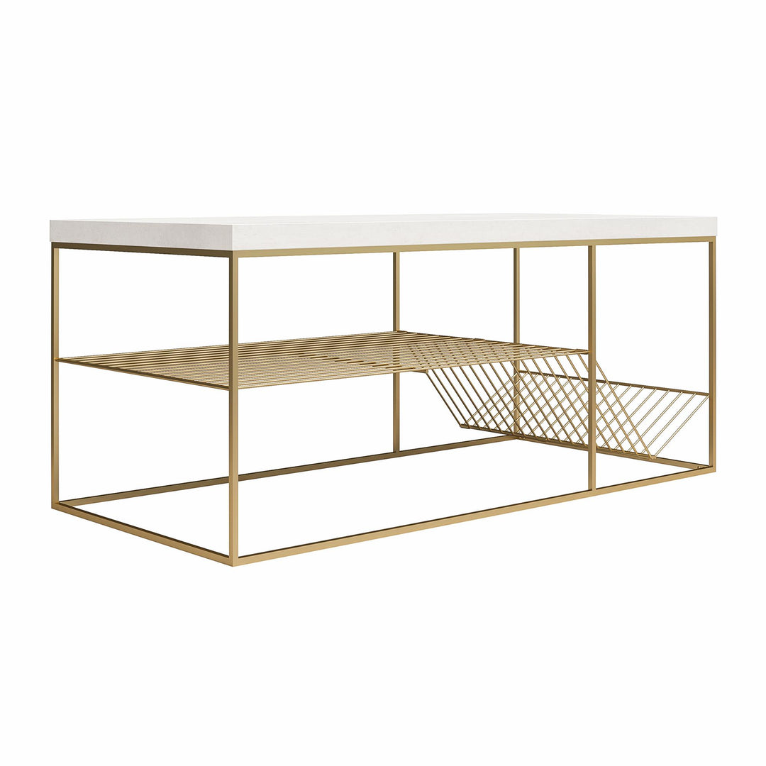 Neely Coffee Table Mixed Media with Lower Shelf - Plaster