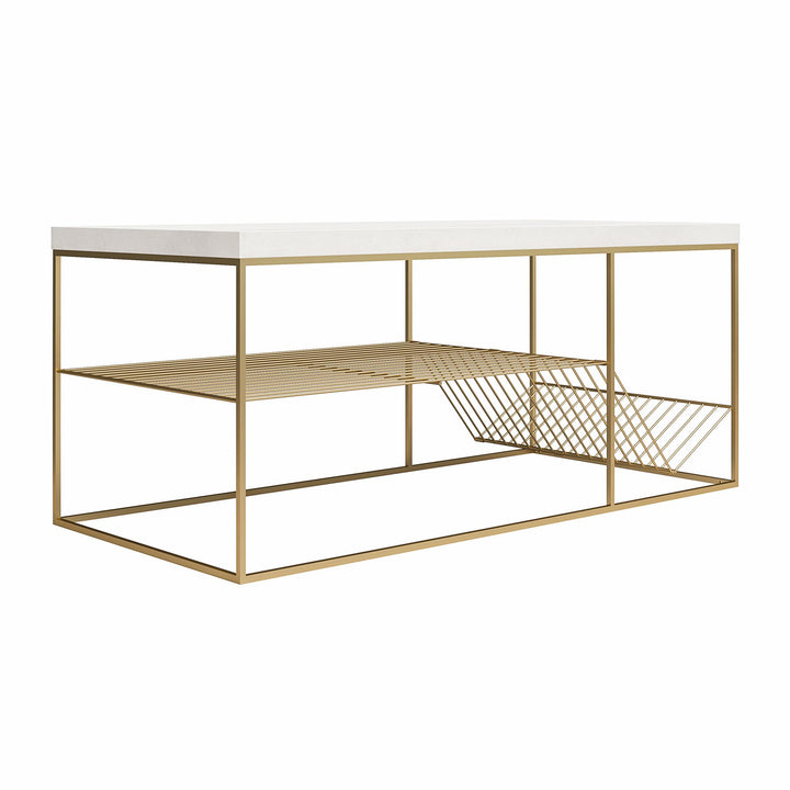 Neely Coffee Table Mixed Media with Lower Shelf - Plaster