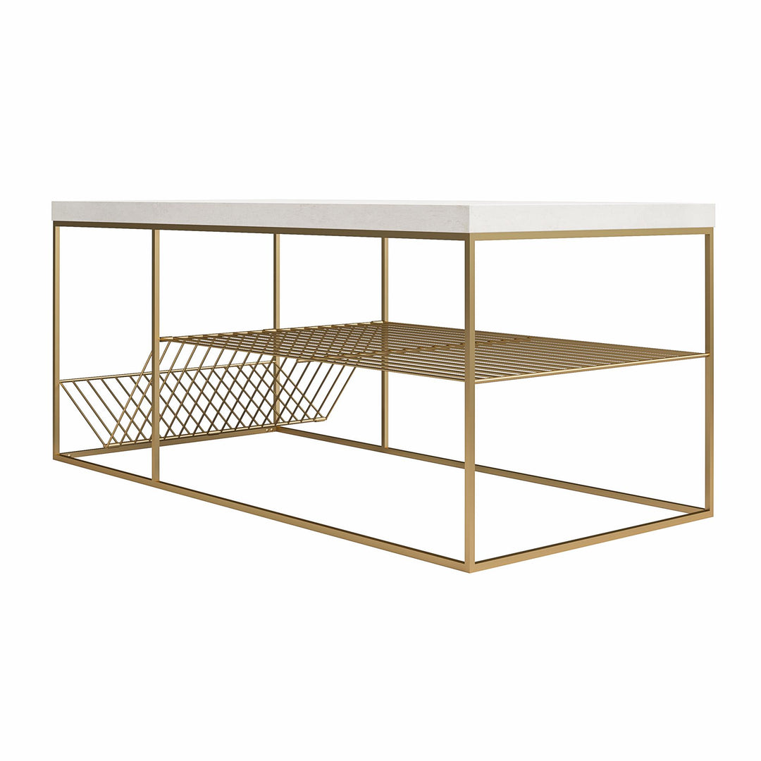 Neely Coffee Table Mixed Media with Lower Shelf - Plaster