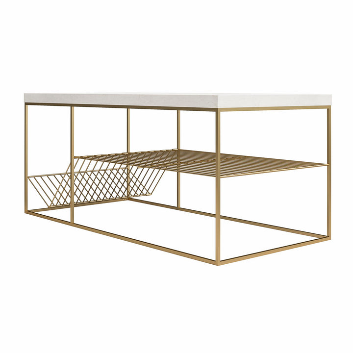 Neely Coffee Table Mixed Media with Lower Shelf - Plaster