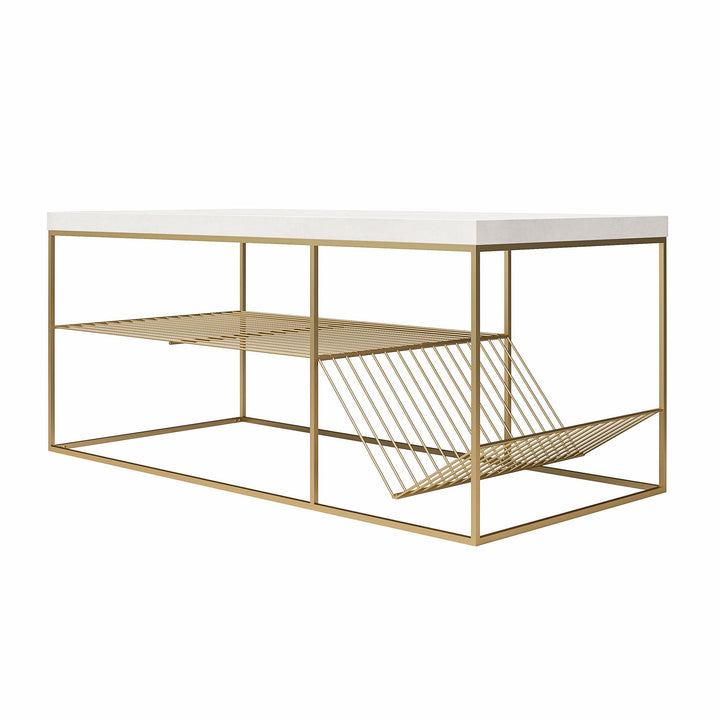 Neely Coffee Table Mixed Media with Lower Shelf - Plaster