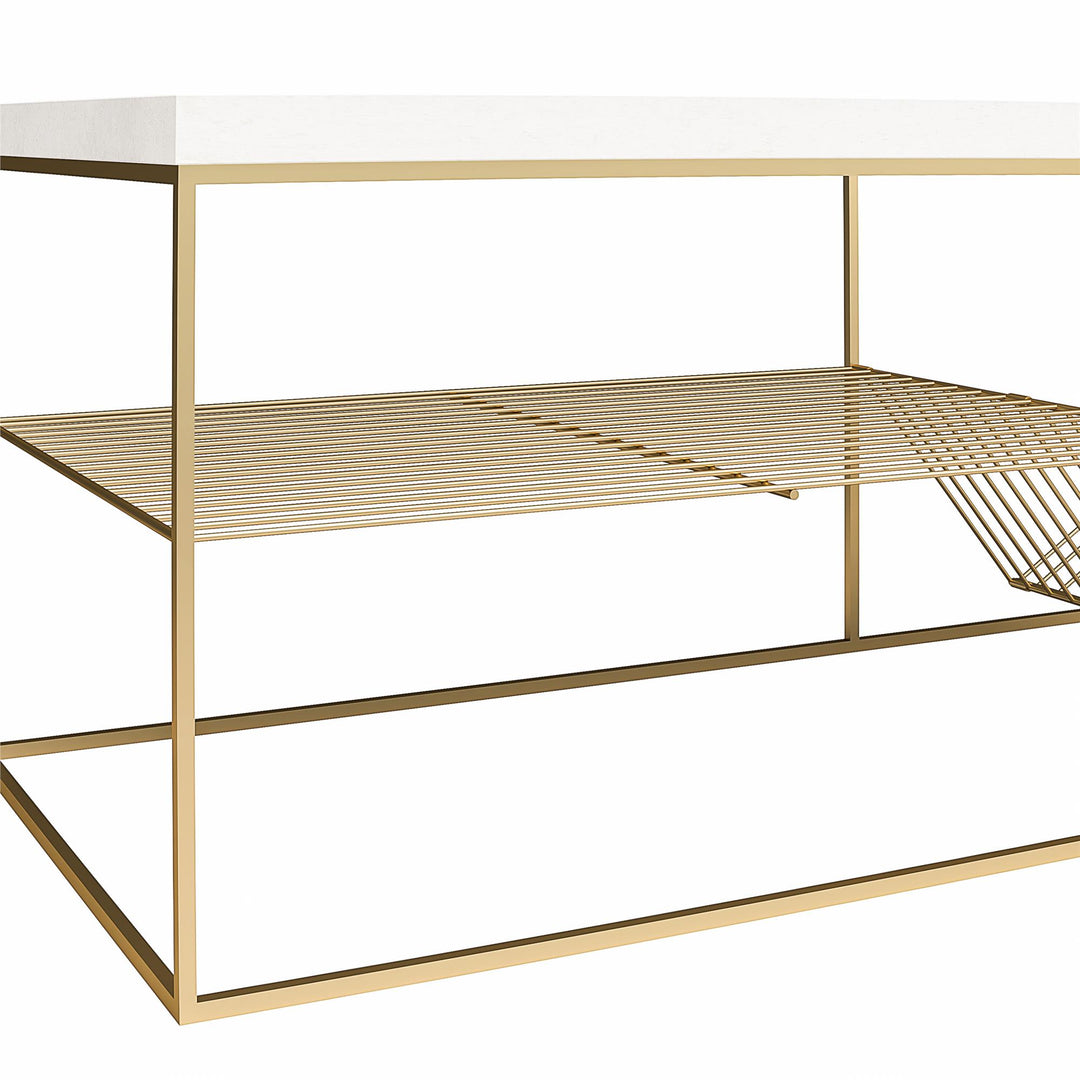 Neely Coffee Table Mixed Media with Lower Shelf - Plaster
