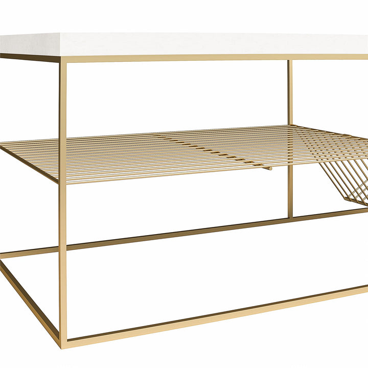 Neely Coffee Table Mixed Media with Lower Shelf - Plaster