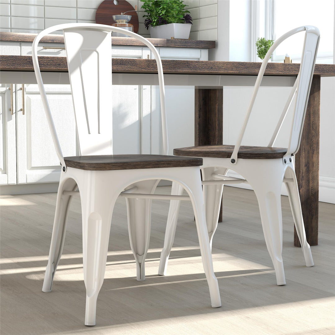 Stylish Fusion Metal and Wood Dining Chair -  White