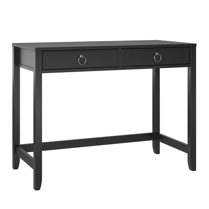 2 Drawer Writing Desk with Pulls -  Black