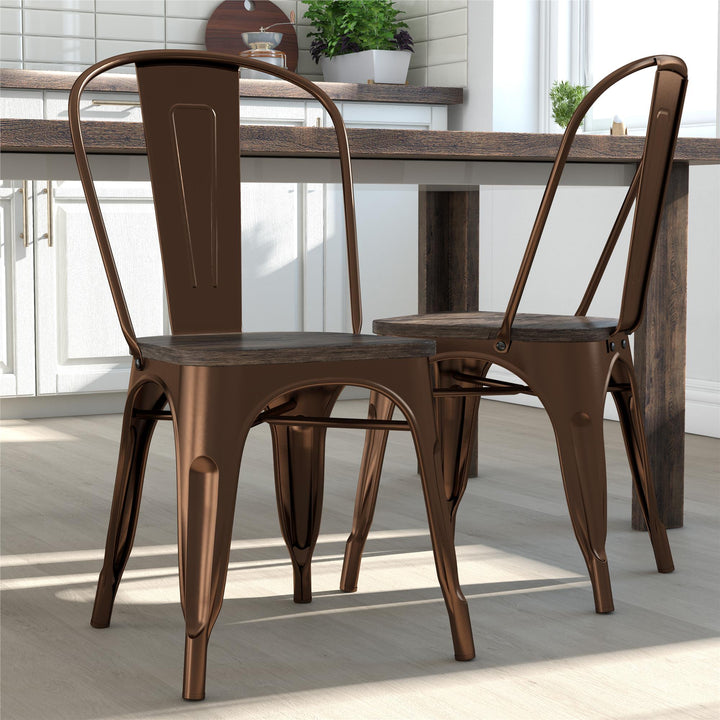 Durable Fusion Metal Dining Chair for Everyday Use -  Bronze