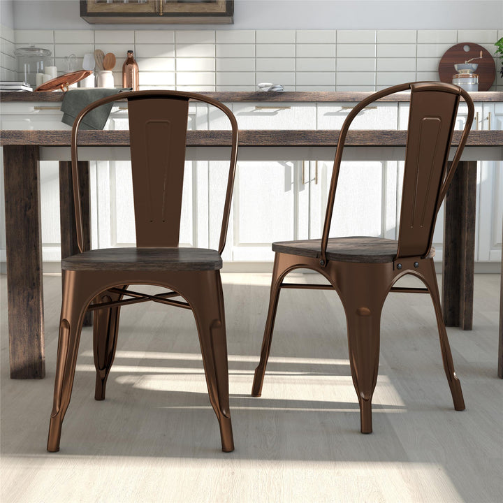 Affordable Fusion Metal Dining Chair Set -  Bronze