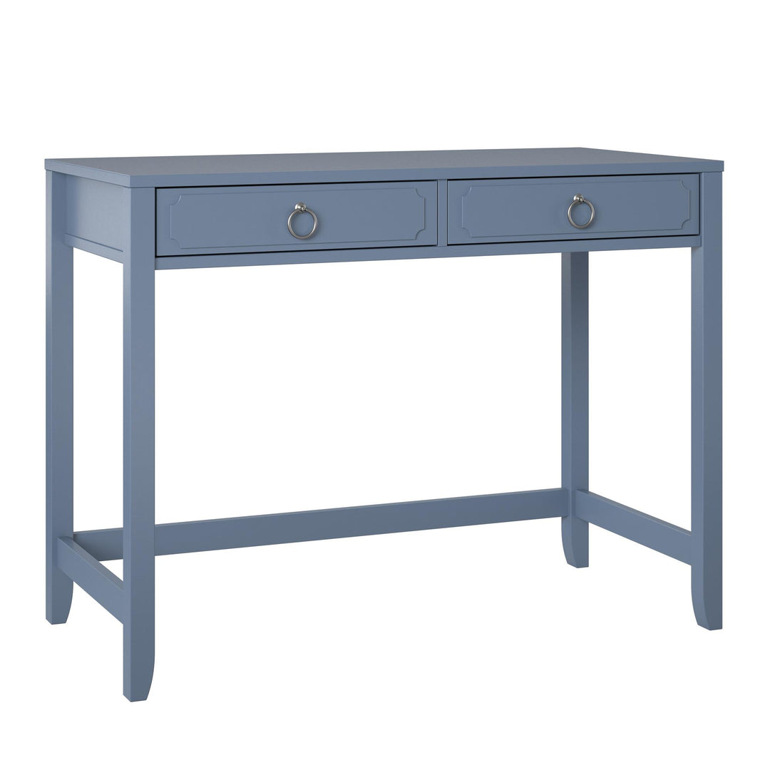 Elegant Desk with Ring Drawer Pulls -  Blue