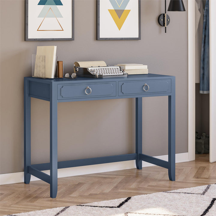Writing Desk with Ring Drawer Pulls -  Blue