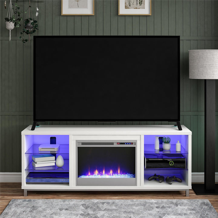 Lumina Fireplace TV Stand for TVs up to 70" - White - 66”-70”