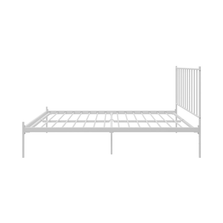 Ares Metal Bed with Adjustable Height Frame for Additional Under Bed Storage - White - Queen