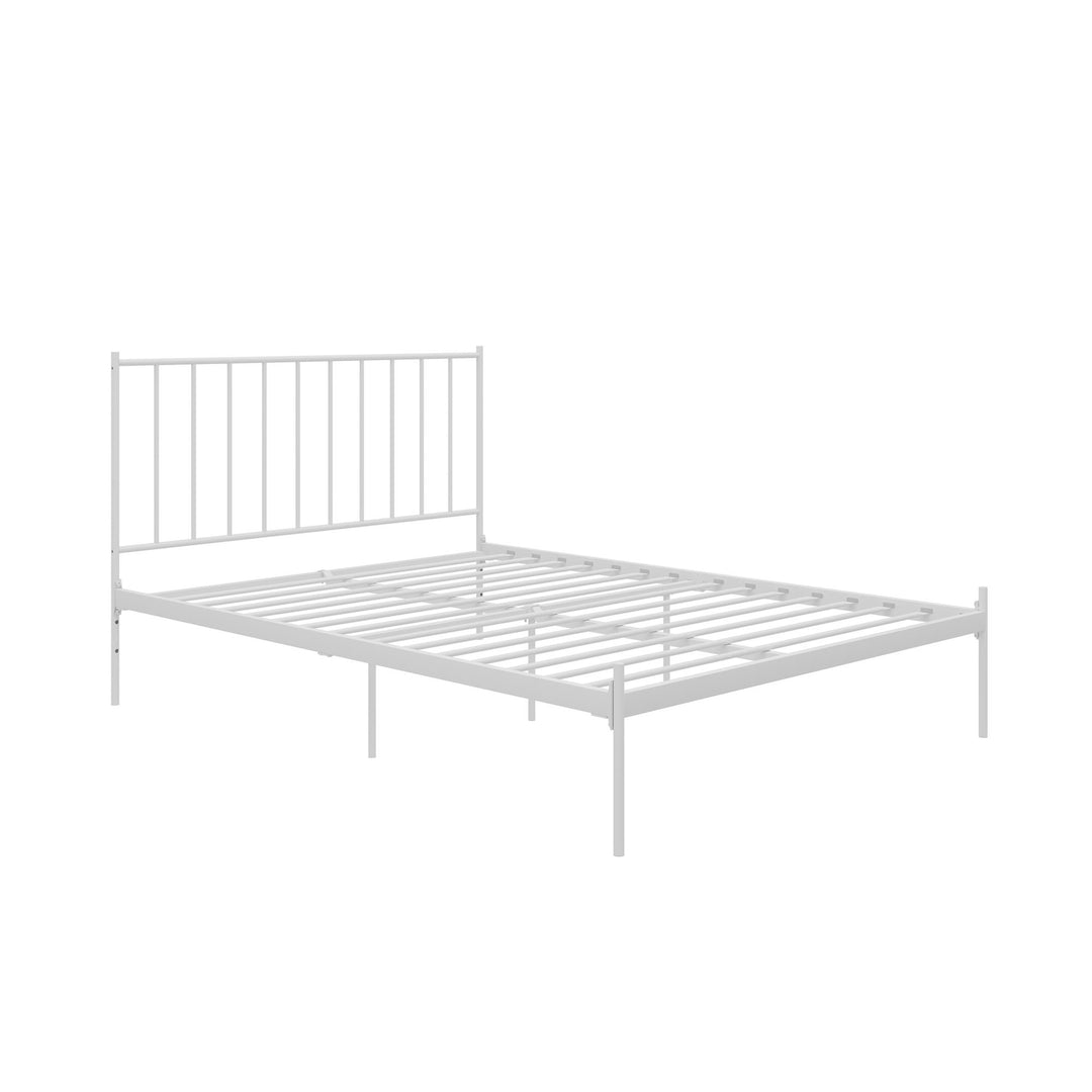 Ares Metal Bed with Adjustable Height Frame for Additional Under Bed Storage - White - Queen