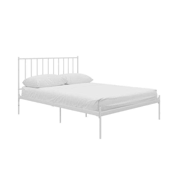 Ares Metal Bed with Adjustable Height Frame for Additional Under Bed Storage - White - Full