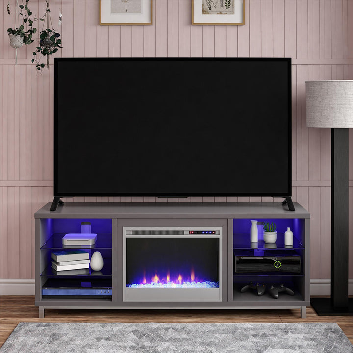 Lumina Fireplace TV Stand for TVs up to 70 Inch with 7 Color LED Lights - Graphite - 66”-70”