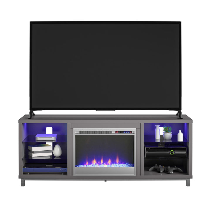 Lumina Fireplace TV Stand for TVs up to 70 Inch with 7 Color LED Lights - Graphite - 66”-70”