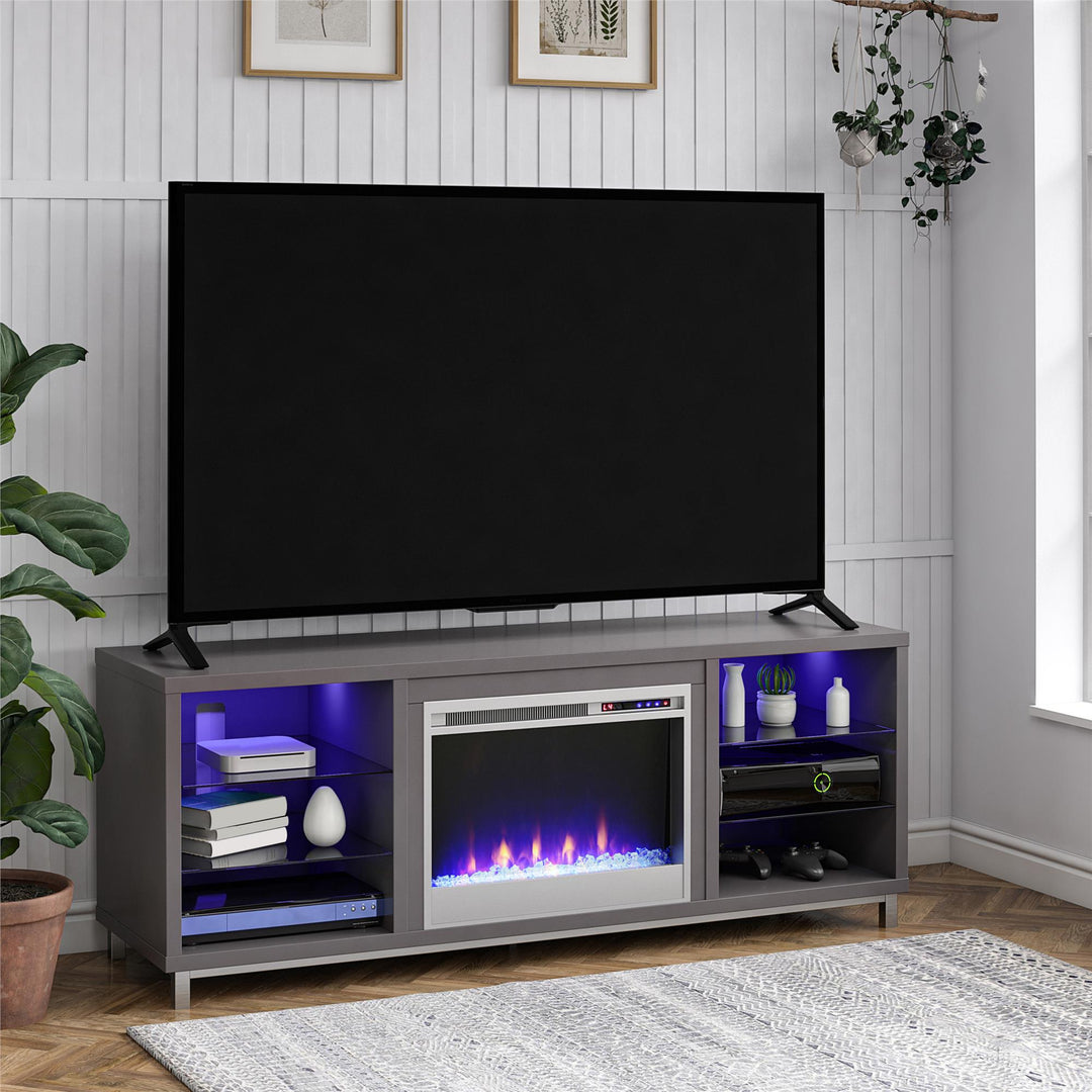 Lumina Fireplace TV Stand for TVs up to 70 Inch with 7 Color LED Lights - Graphite - 66”-70”