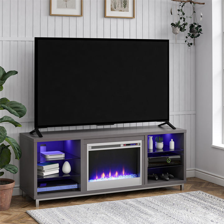 Lumina Fireplace TV Stand for TVs up to 70 Inch with 7 Color LED Lights - Graphite - 66”-70”