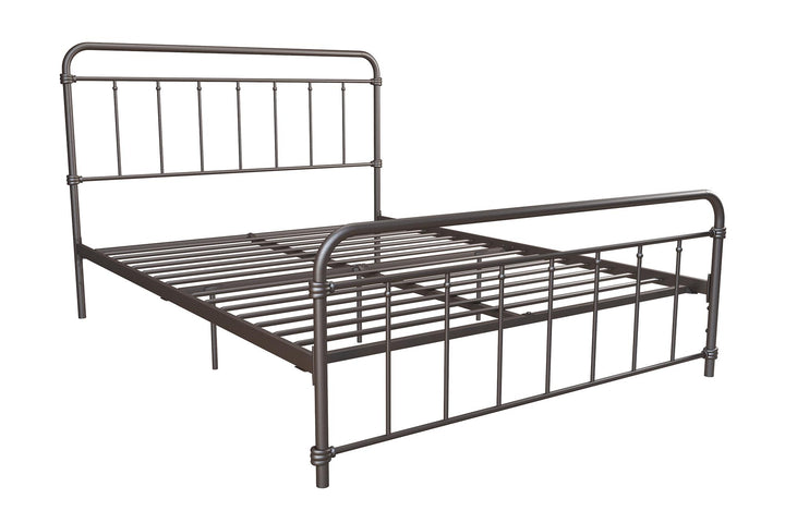 Wallace Spindle Metal Bed with Elegant Curves and Slats - Bronze - Full