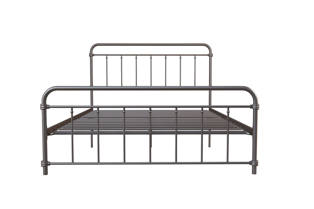 Wallace Spindle Metal Bed with Elegant Curves and Slats - Bronze - Full