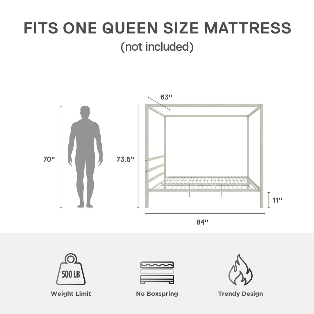 Modern Bed with Sleek Headboard -  White  -  Queen