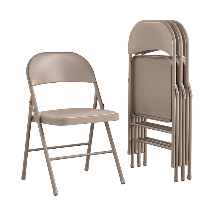 Premium Vinyl Padded Metal Folding Chair, Set of 4 - Antique Linen - 4-Pack