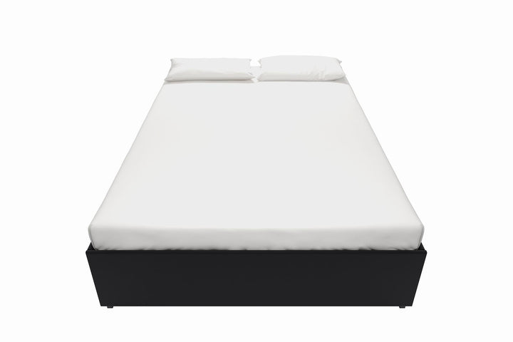 Maven Platform Bed with Drawers for Storage -  Black Faux Leather 